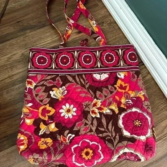 Vera Bradley Berry Red Brown Floral Bag - Picture 4 of 5